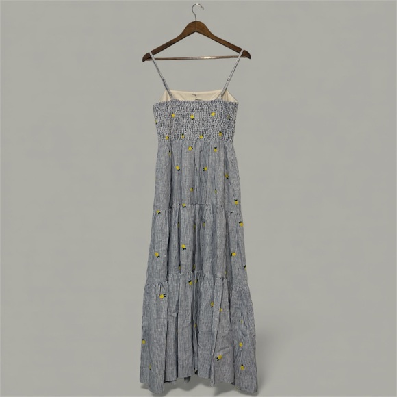 LARGE Calypso St. Barth Linen Blend Striped with Lemons Sleeveless Casual Dress - Picture 2 of 6